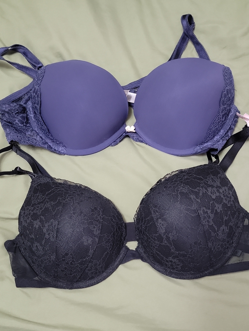 Victoria's Secret Blue & Black Lace Push-Up Bras - 2-Pack